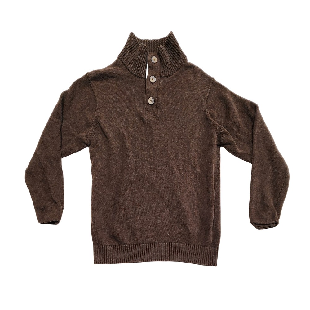 Weatherproof Vintage Mens Mock Neck Button Pullover Sweater Brown Small Gorpcore